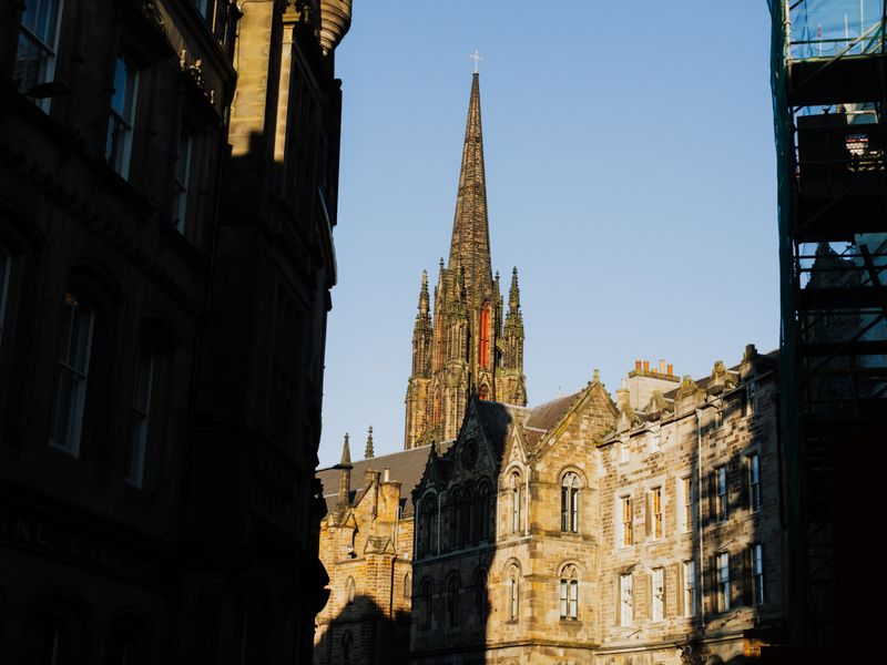 Edinburgh Old Town street at dusk